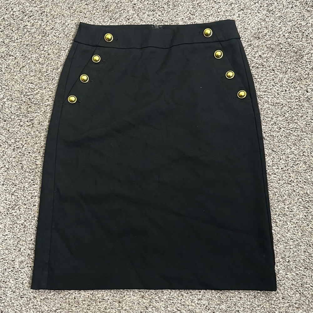 Loft black mini skirt size 8 gold button office career